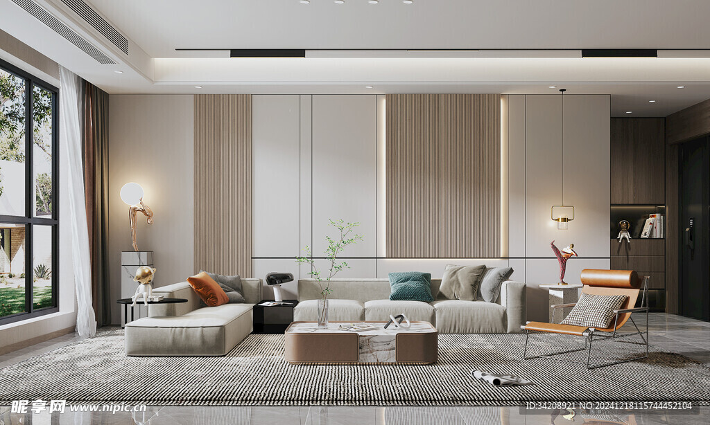 现代简约高级感新中式复古风客厅