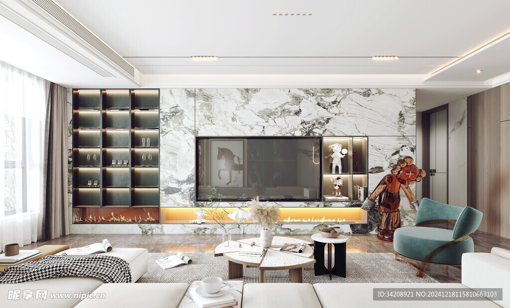 现代简约高级感新中式复古风客厅