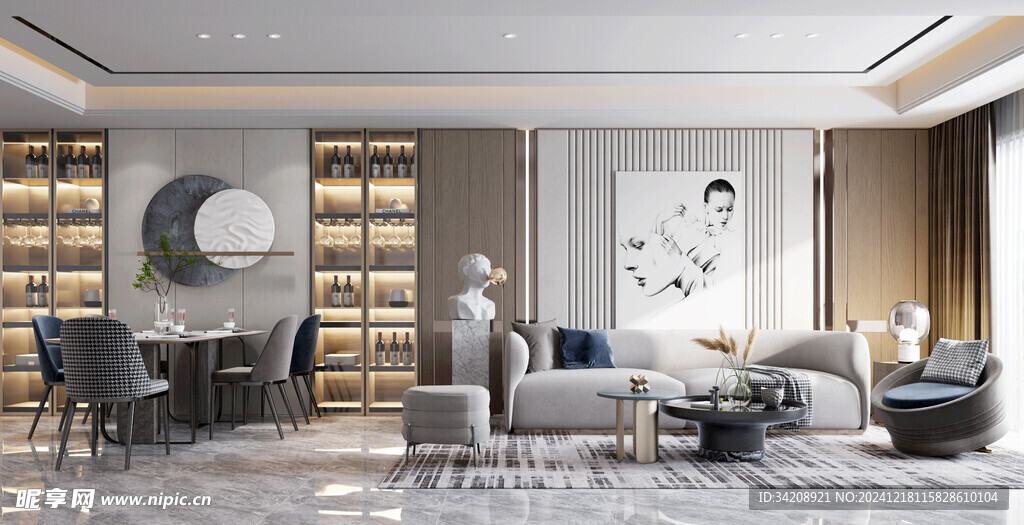 现代简约高级感新中式复古风客厅