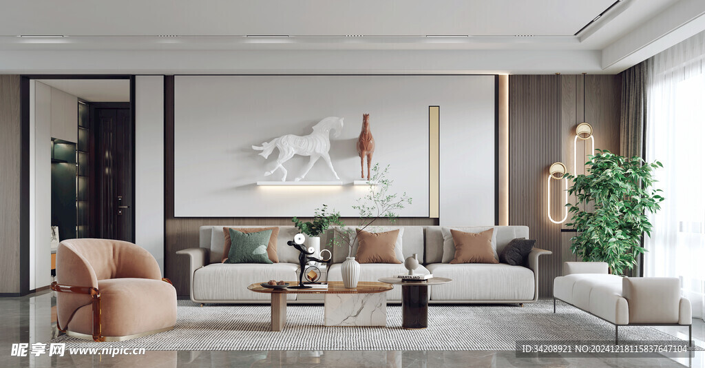 现代简约高级感新中式复古风客厅