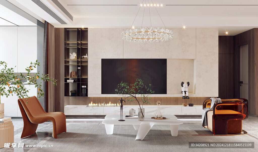 现代简约高级感新中式复古风客厅