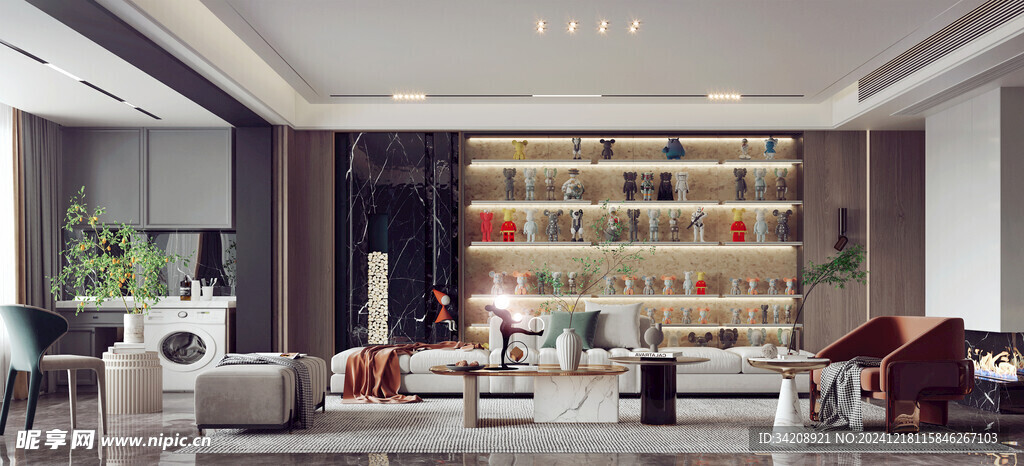 现代简约高级感新中式复古风客厅