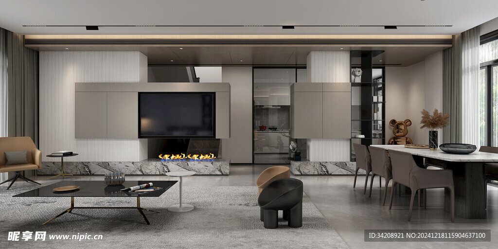 现代简约高级感新中式复古风客厅