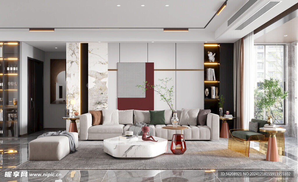 现代简约高级感新中式复古风客厅