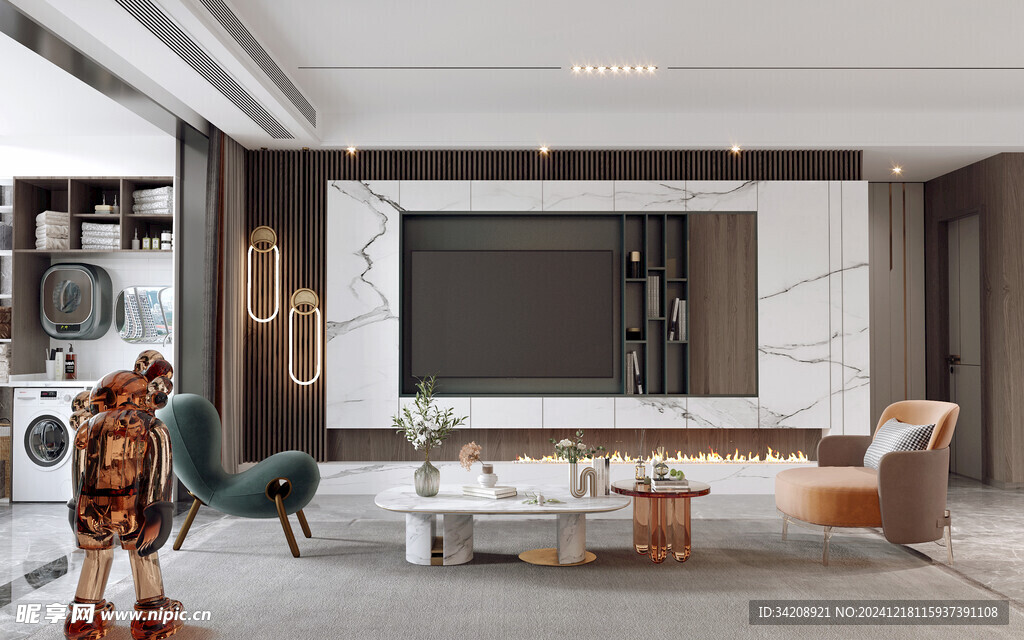 现代简约高级感新中式复古风客厅