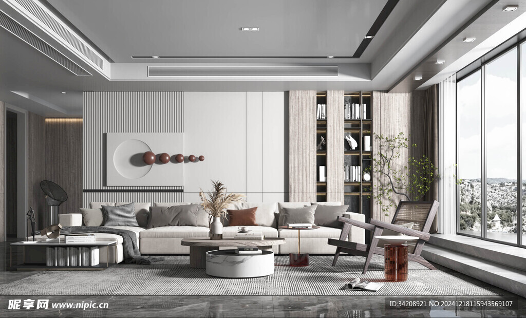 现代简约高级感新中式复古风客厅