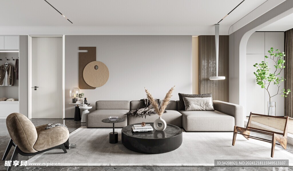 现代简约高级感新中式复古风客厅