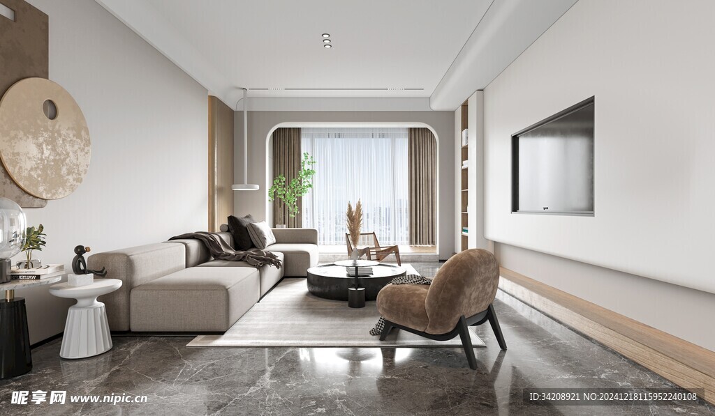 现代简约高级感新中式复古风客厅