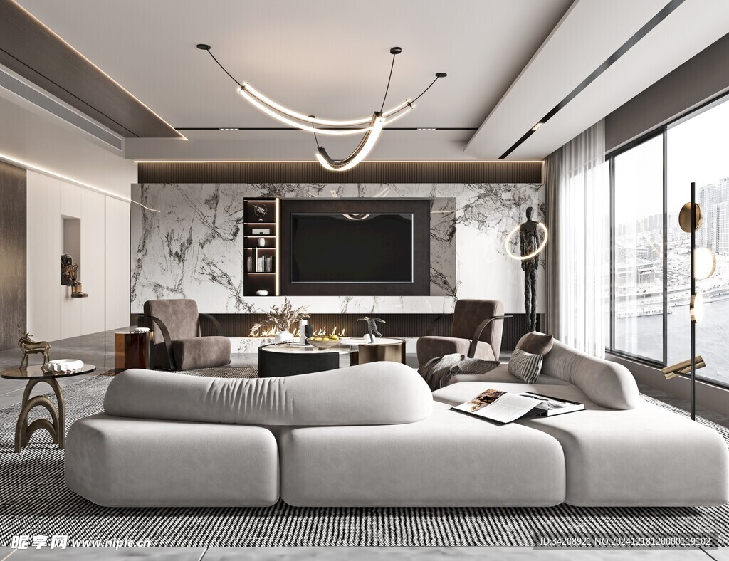 现代简约高级感新中式复古风客厅