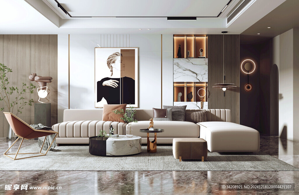 现代简约高级感新中式复古风客厅