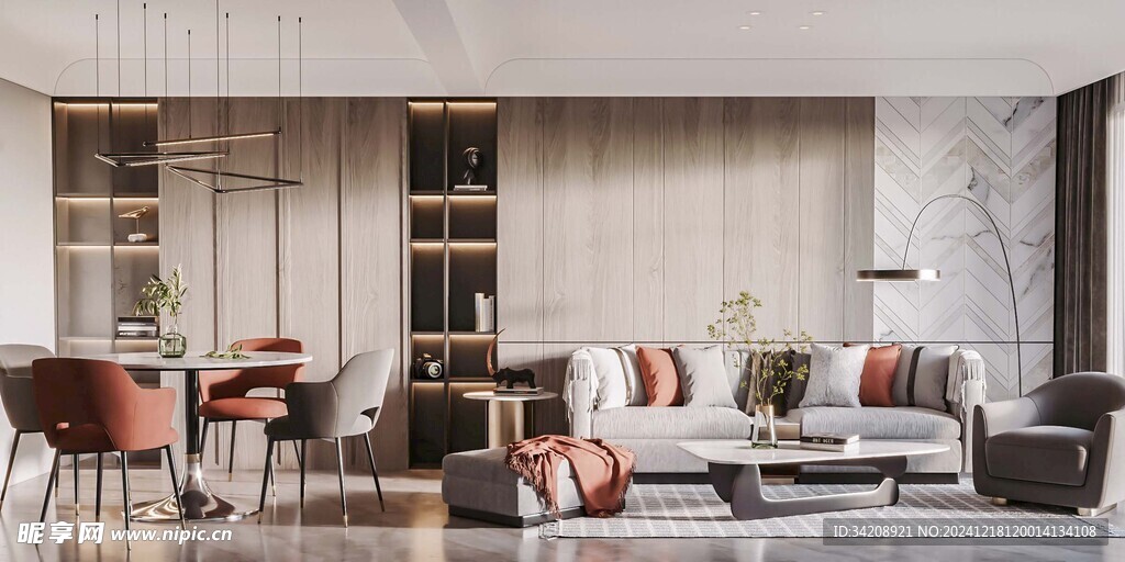 现代简约高级感新中式复古风客厅