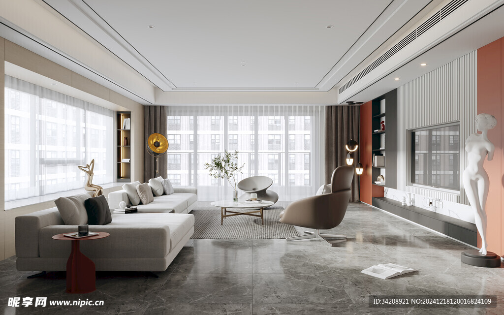 现代简约高级感新中式复古风客厅