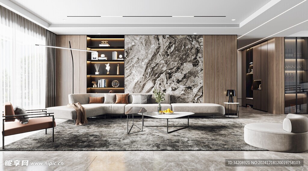 现代简约高级感新中式复古风客厅