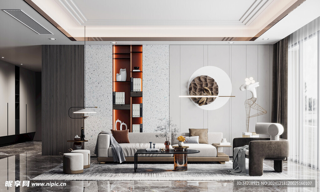 现代简约高级感新中式复古风客厅