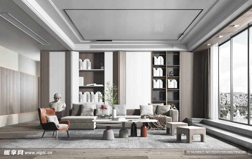 现代简约高级感新中式复古风客厅