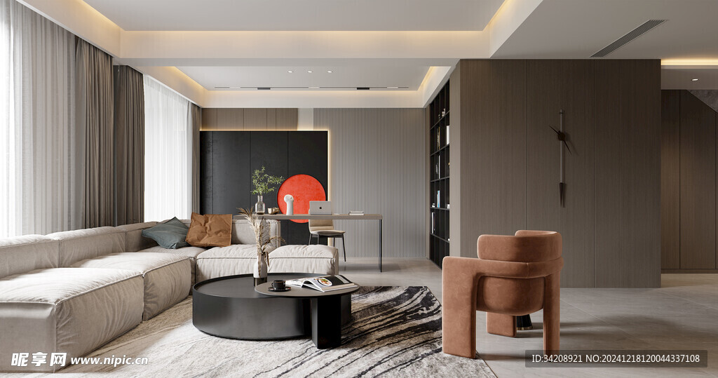 现代简约高级感新中式复古风客厅