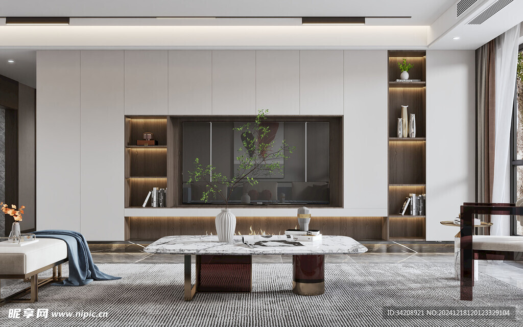 现代简约高级感新中式复古风客厅