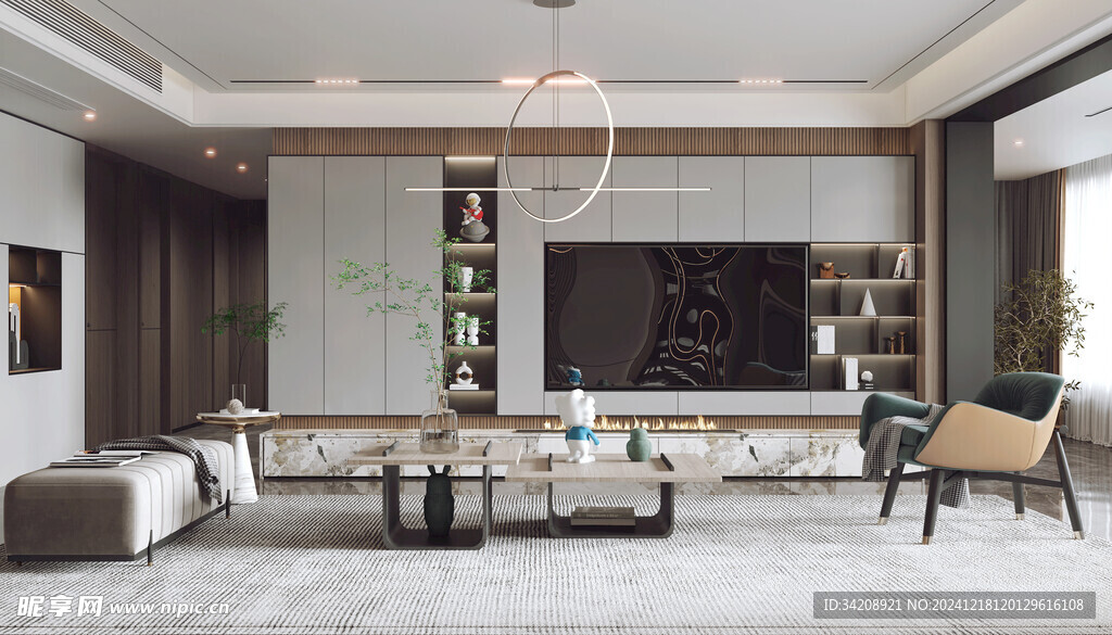 现代简约高级感新中式复古风客厅