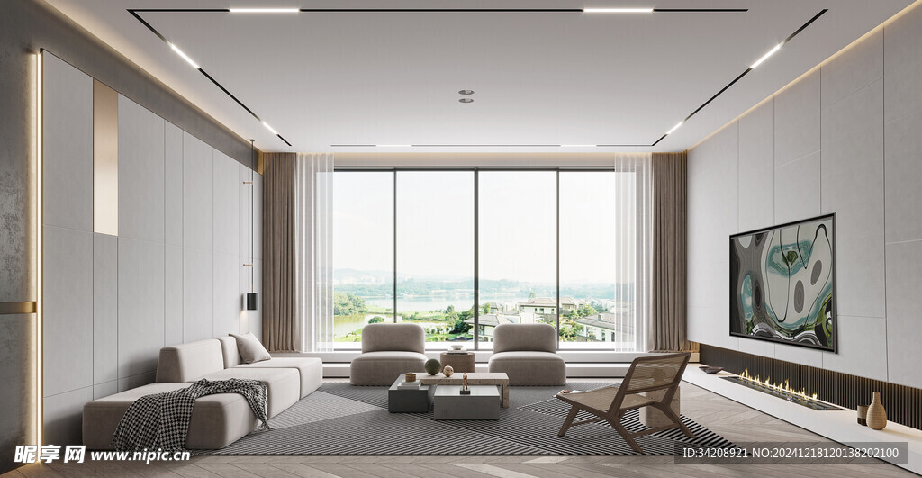 现代简约高级感新中式复古风客厅