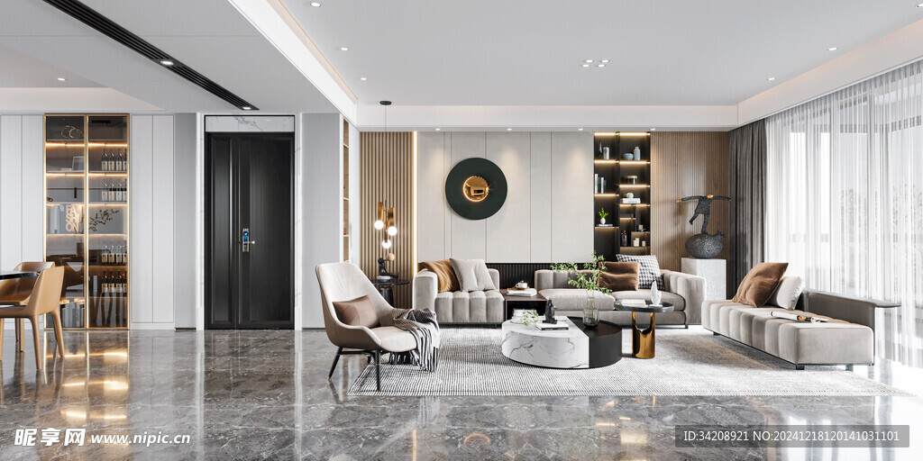 现代简约高级感新中式复古风客厅