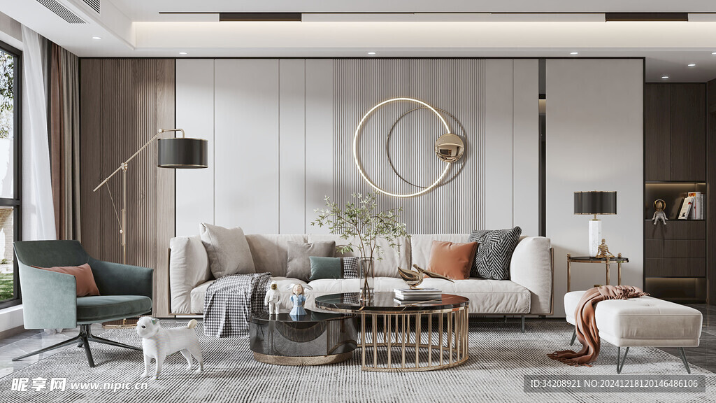 现代简约高级感新中式复古风客厅