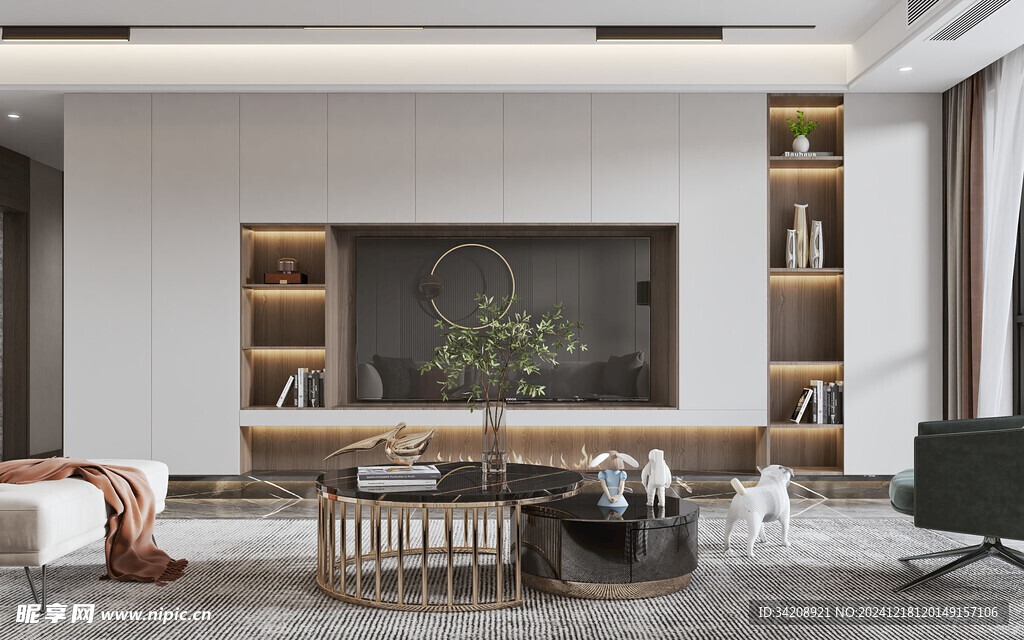 现代简约高级感新中式复古风客厅