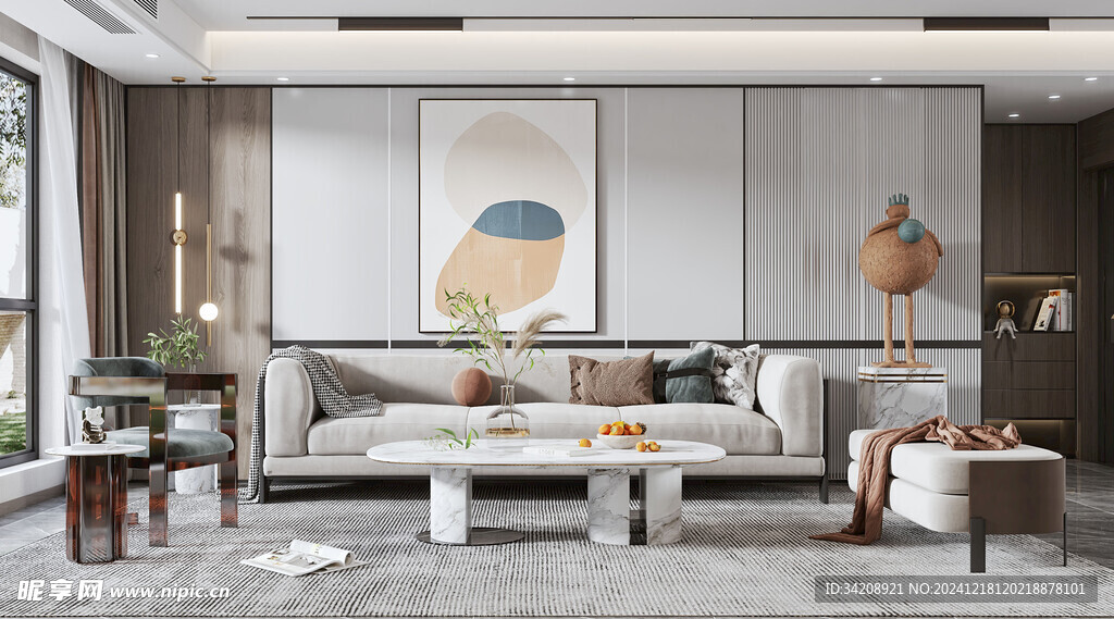 现代简约高级感新中式复古风客厅