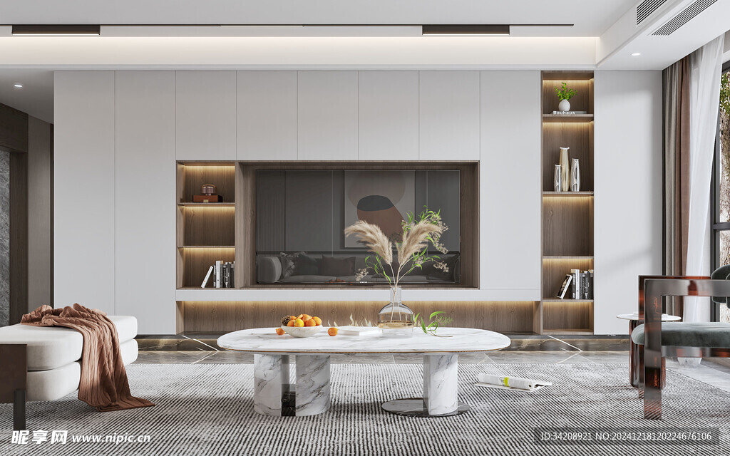 现代简约高级感新中式复古风客厅