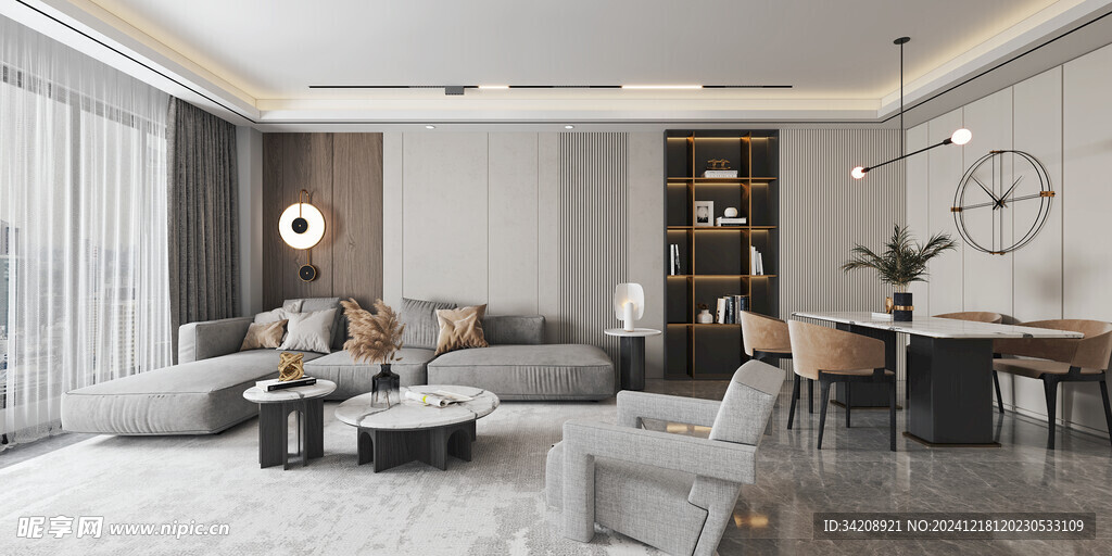 现代简约高级感新中式复古风客厅