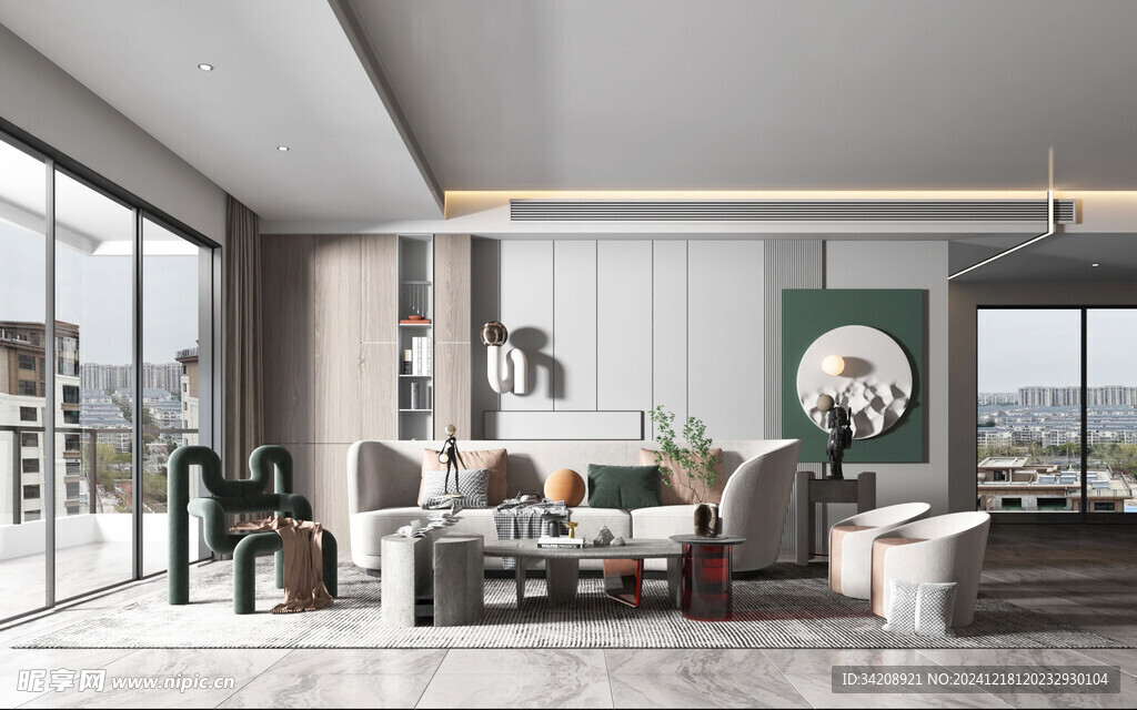 现代简约高级感新中式复古风客厅