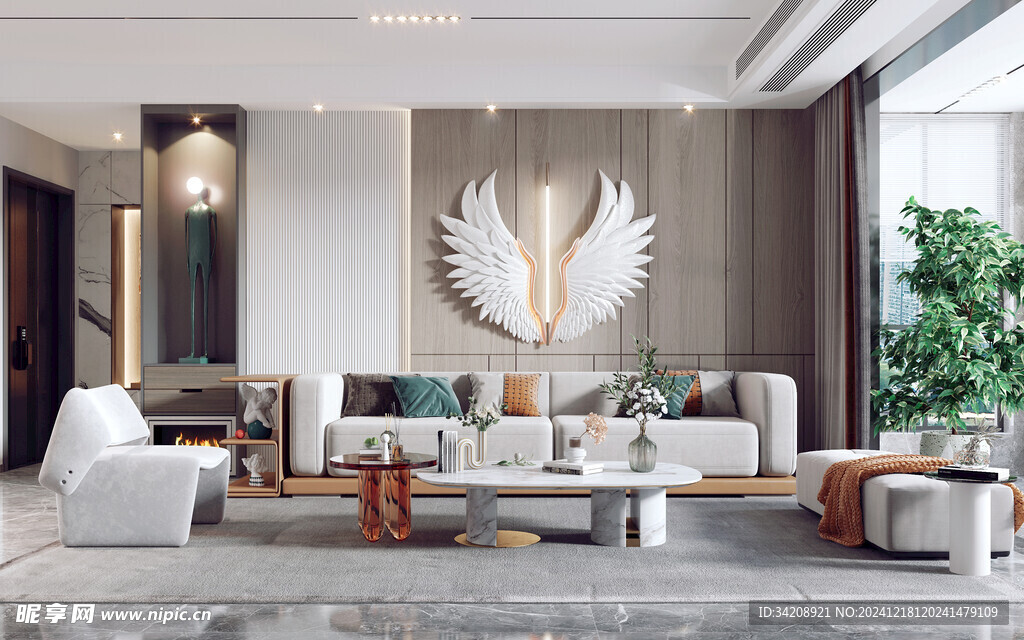 现代简约高级感新中式复古风客厅