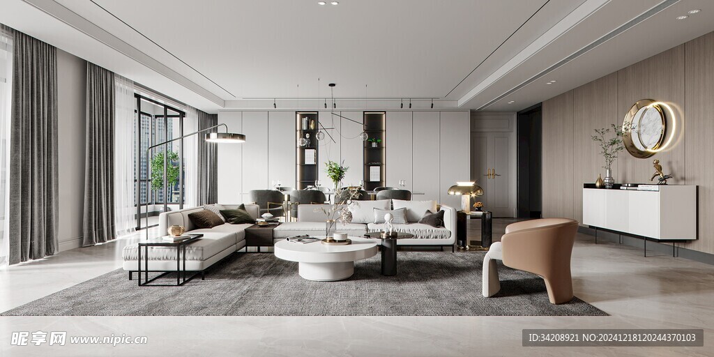 现代简约高级感新中式复古风客厅