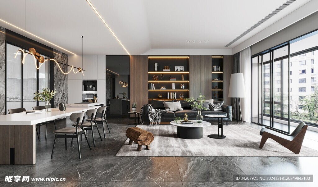 现代简约高级感新中式复古风客厅