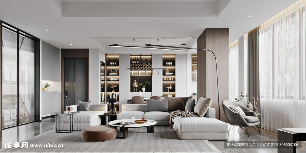 现代简约高级感新中式复古风客厅