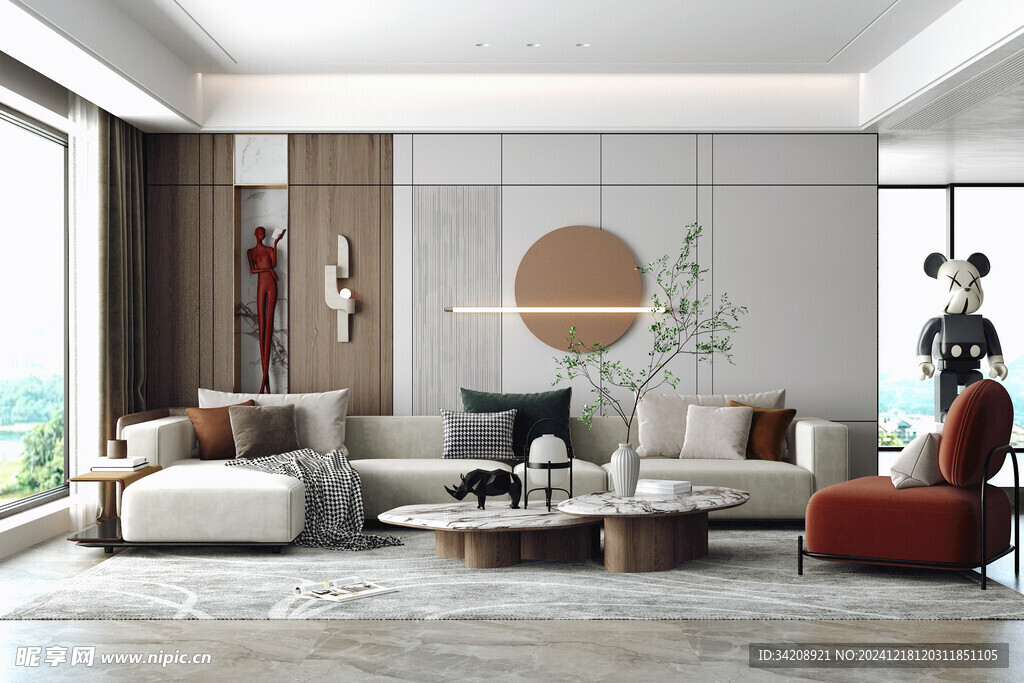 现代简约高级感新中式复古风客厅