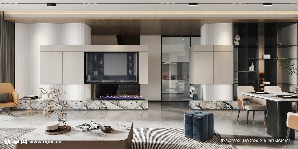 现代简约高级感新中式复古风客厅