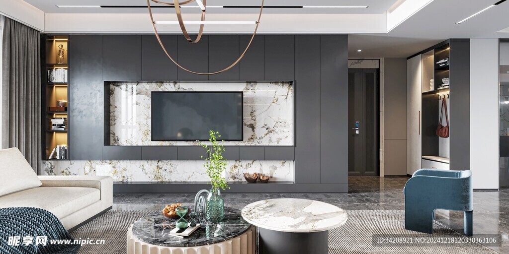 现代简约高级感新中式复古风客厅