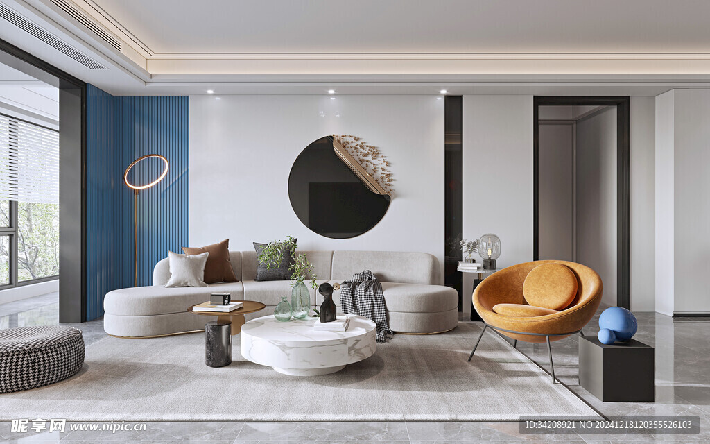 现代简约高级感新中式复古风客厅