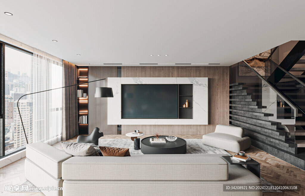 现代简约高级感新中式复古风客厅