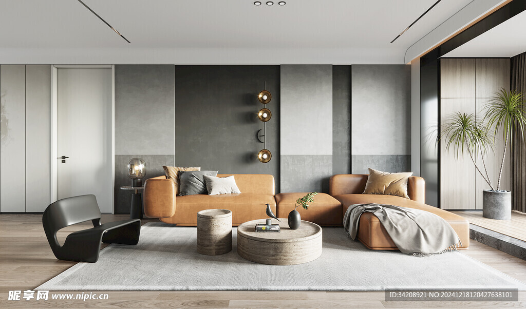 现代简约高级感新中式复古风客厅