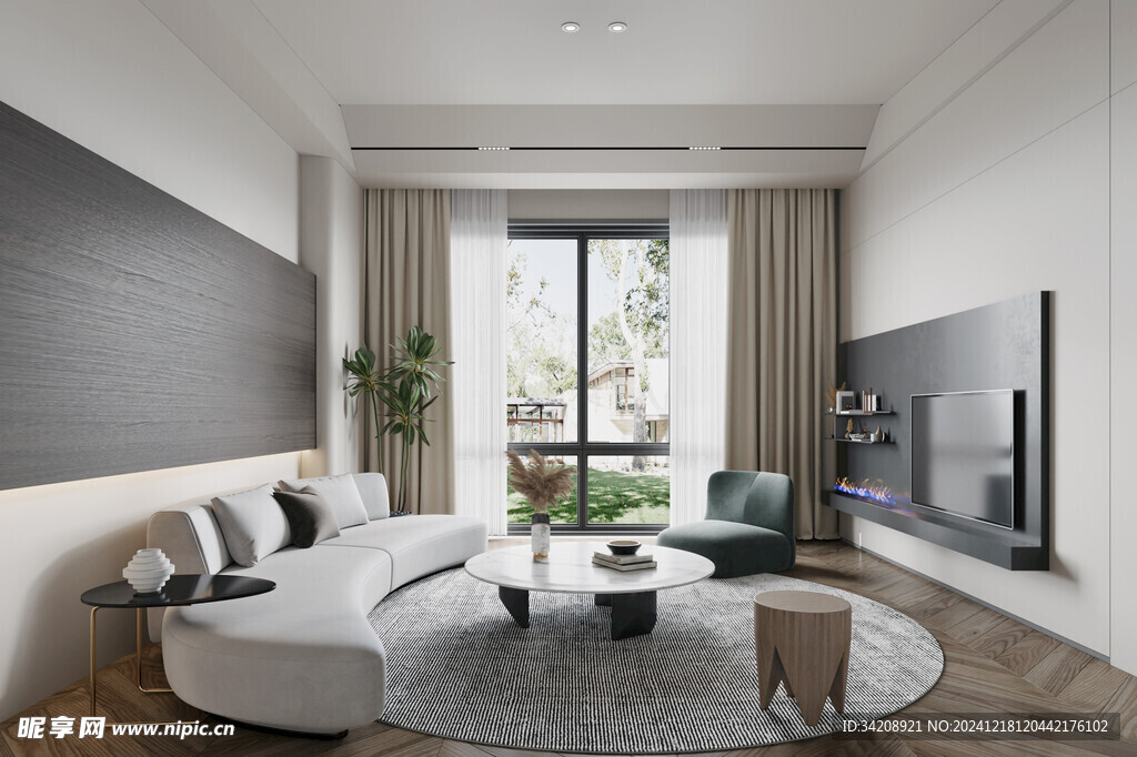 现代简约高级感新中式复古风客厅