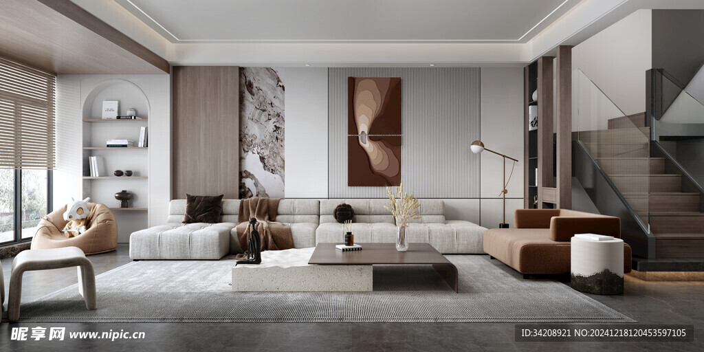 现代简约高级感新中式复古风客厅