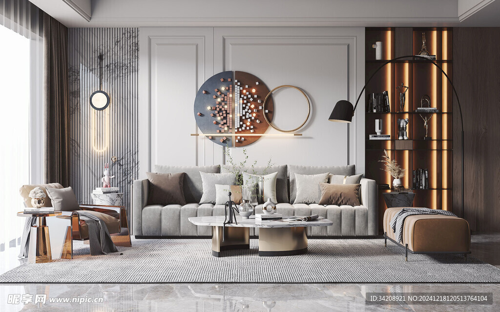 现代简约高级感新中式复古风客厅