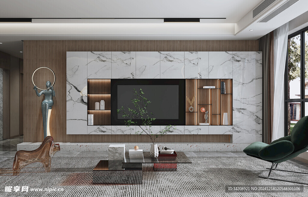 现代简约高级感新中式复古风客厅