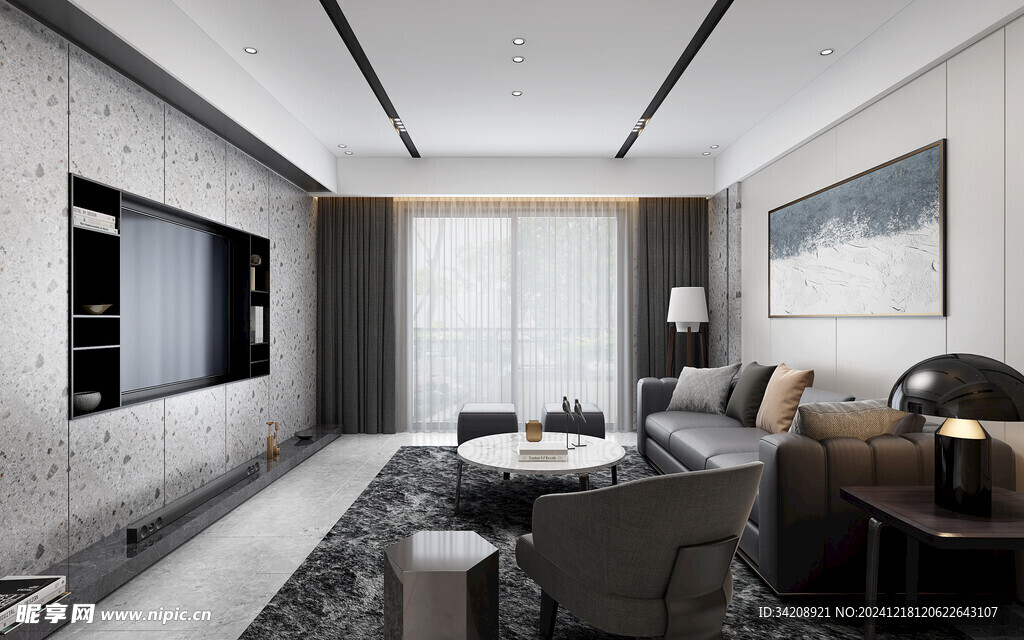 现代简约高级感新中式复古风客厅