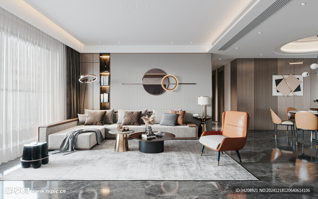 现代简约高级感新中式复古风客厅