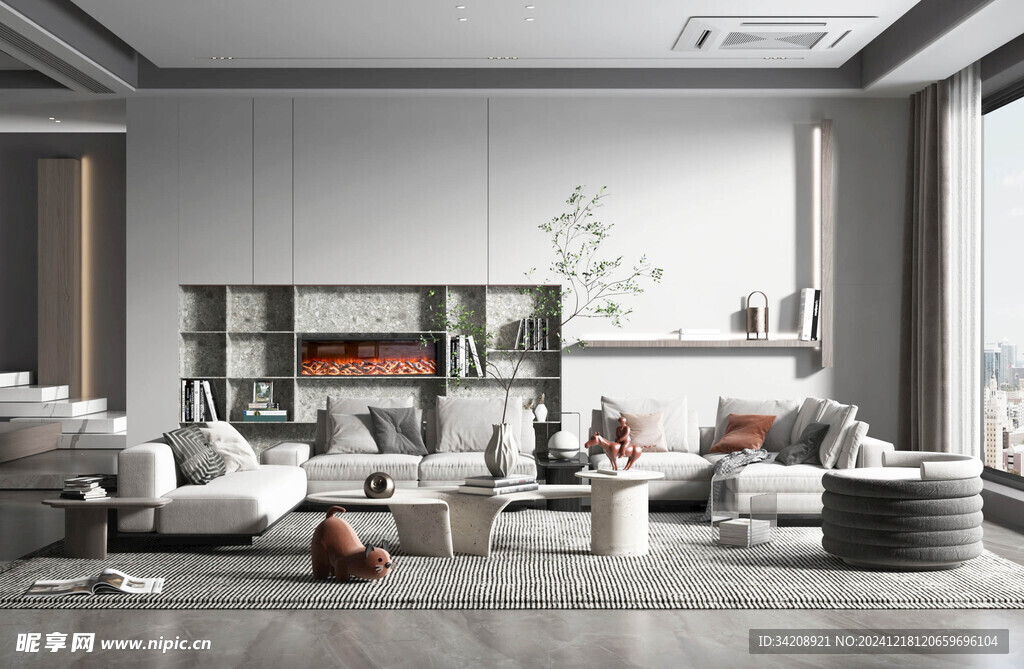 现代简约高级感新中式复古风客厅