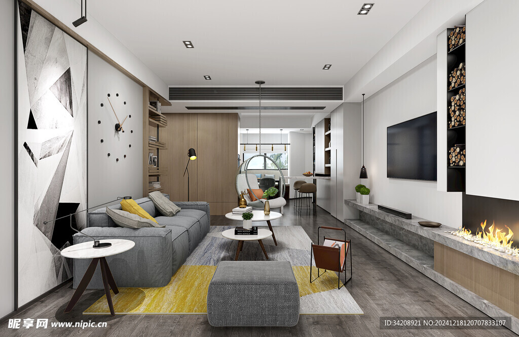 现代简约高级感新中式复古风客厅