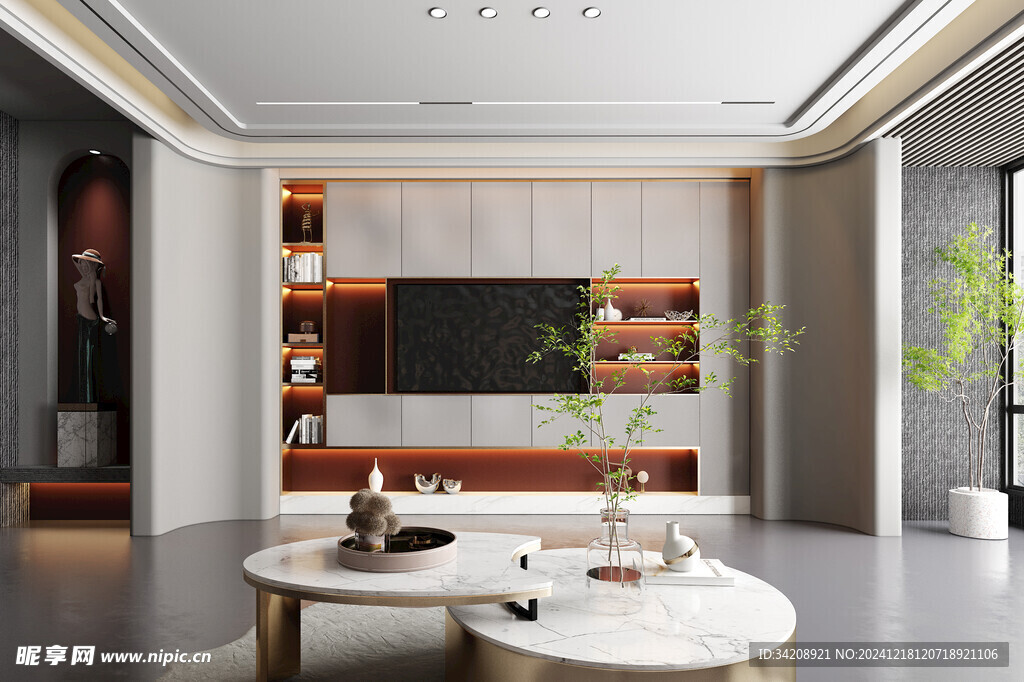 现代简约高级感新中式复古风客厅