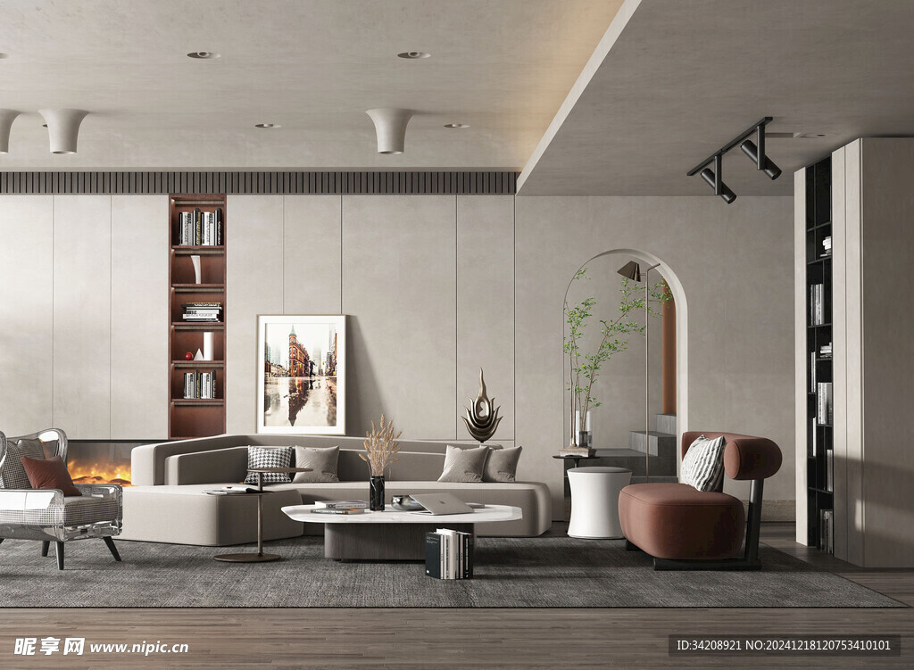 现代简约高级感新中式复古风客厅